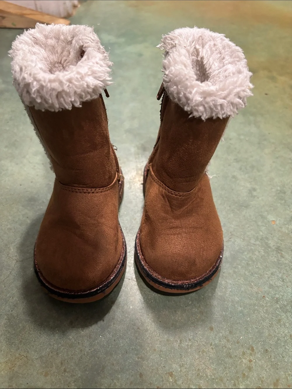 Kids Brown Faux-Shearling Winter Boots